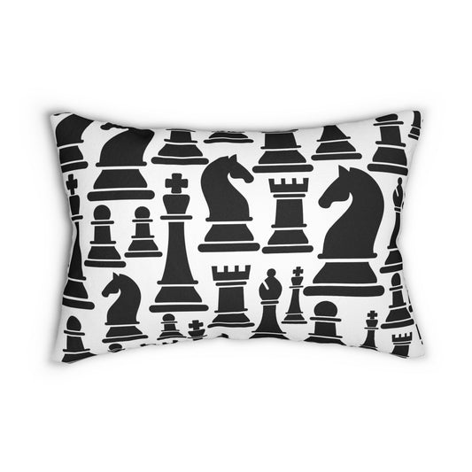 Decorative Lumbar Throw Pillow - Black And White Chess Print-0