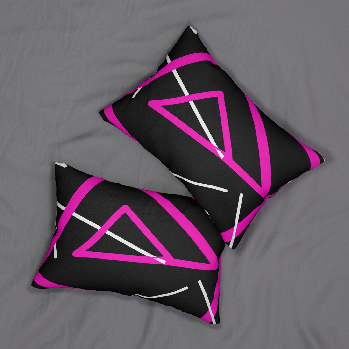 Decorative Lumbar Throw Pillow - Black And Pink Geometric Pattern-3