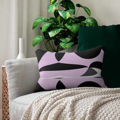 Decorative Lumbar Throw Pillow - Geometric Lavender And Black Pattern-4