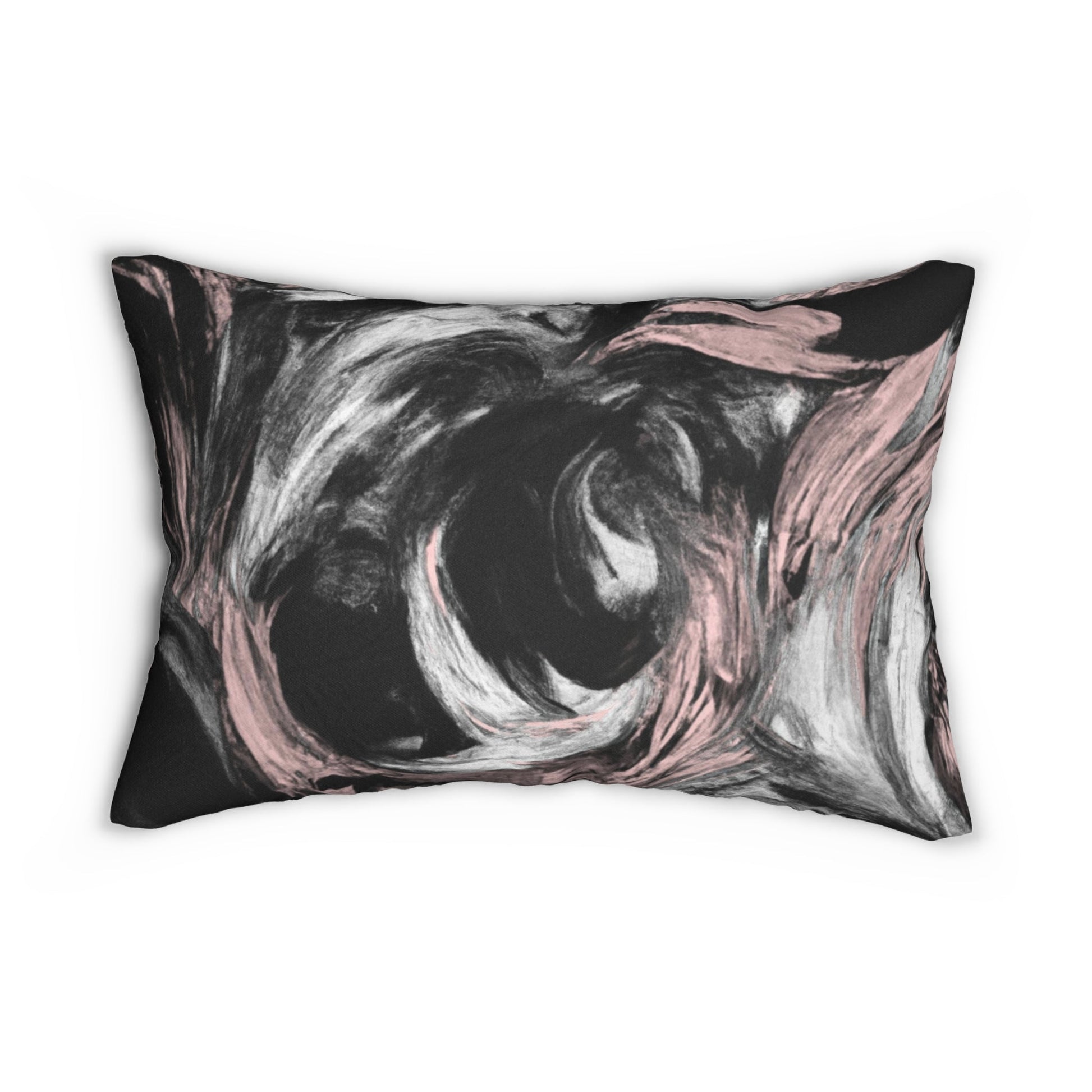 Decorative Lumbar Throw Pillow - Black Pink White Abstract Pattern-1