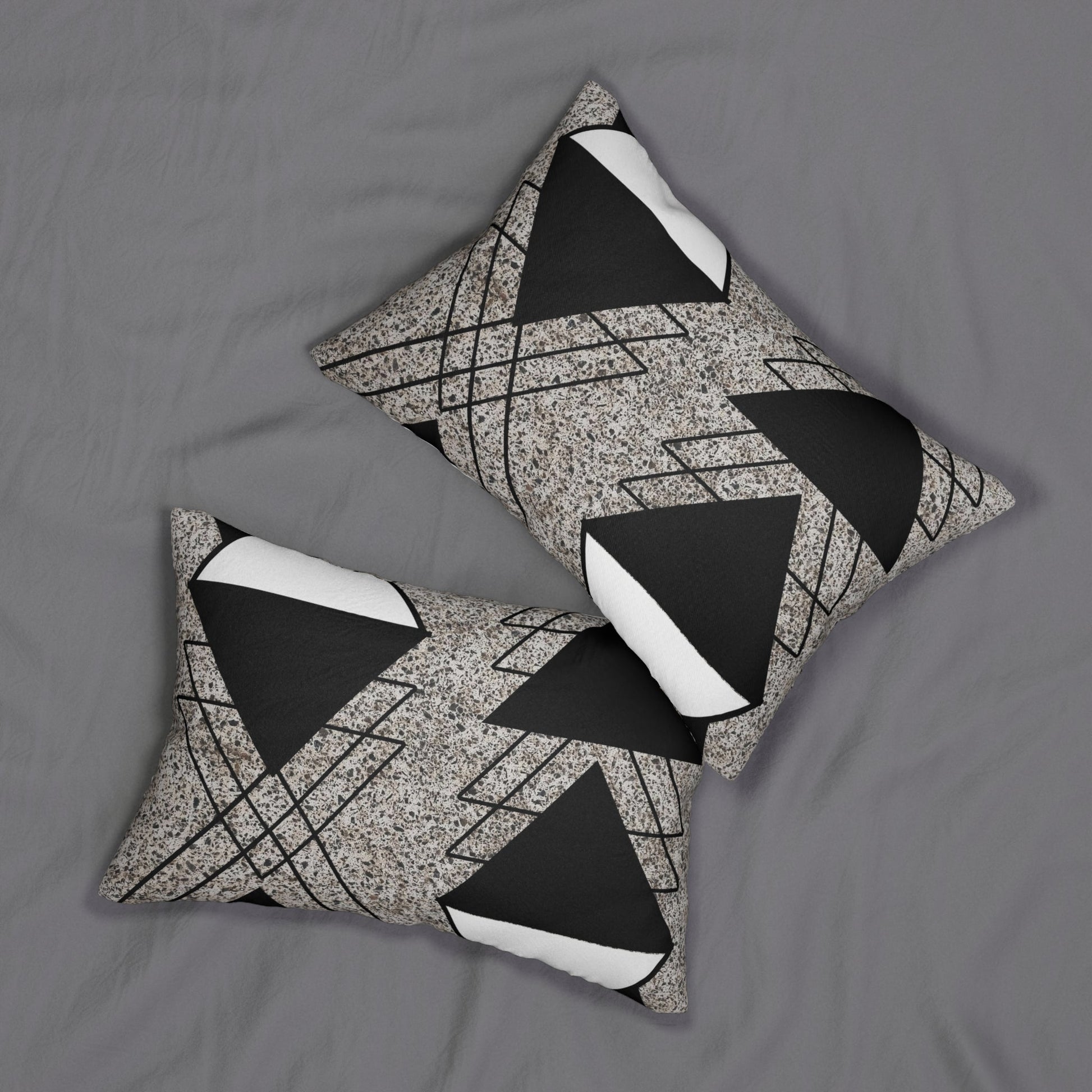 Decorative Lumbar Throw Pillow - Black And White Triangular Colorblock-3