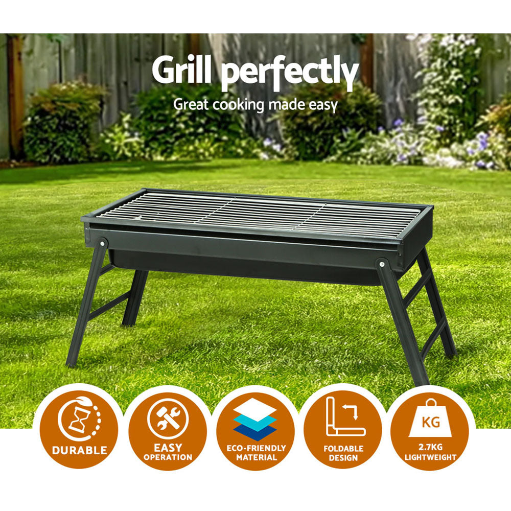 Grillz Charcoal BBQ Grill Smoker Portable Barbecue Outdoor Foldable Camping-4