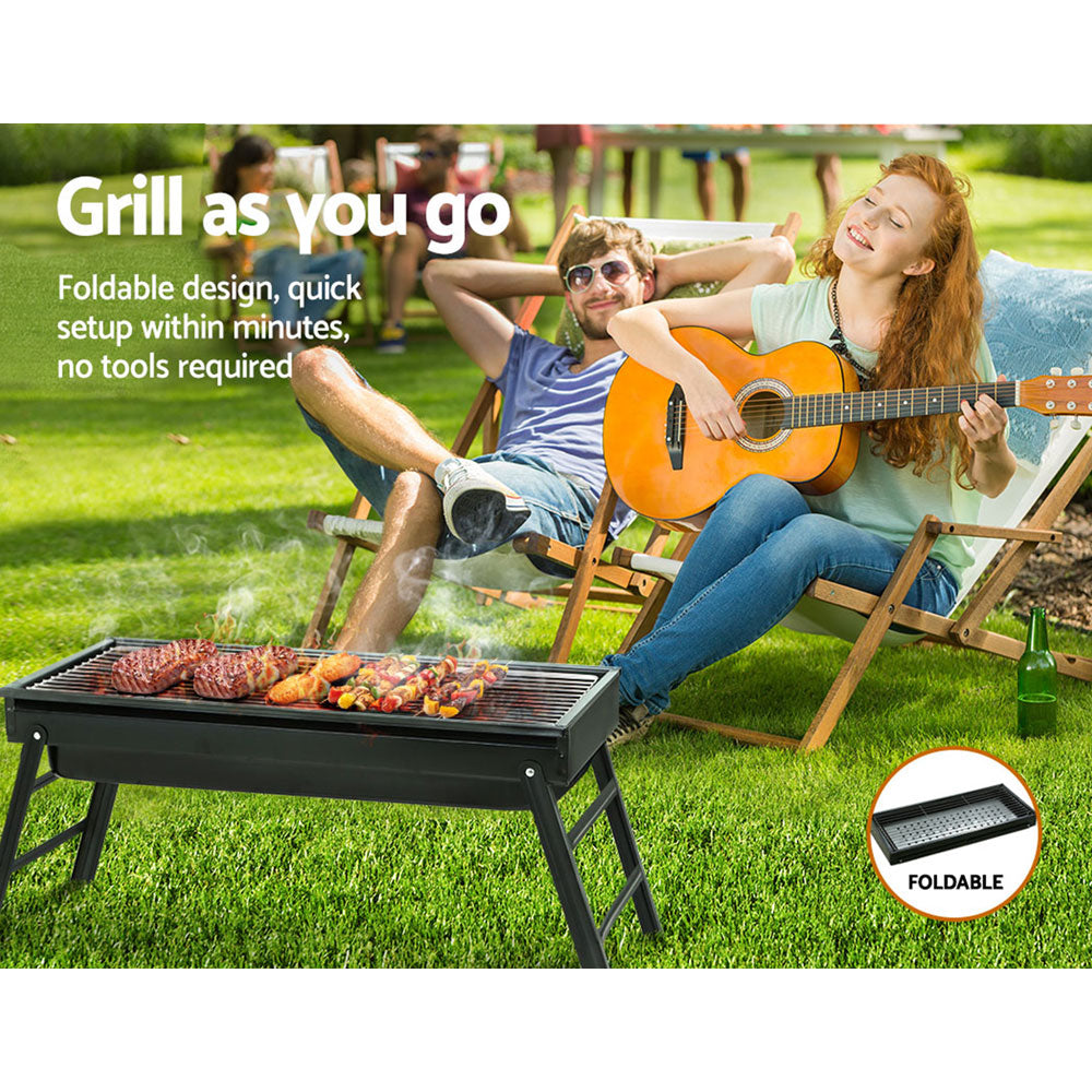 Grillz Charcoal BBQ Grill Smoker Portable Barbecue Outdoor Foldable Camping-5