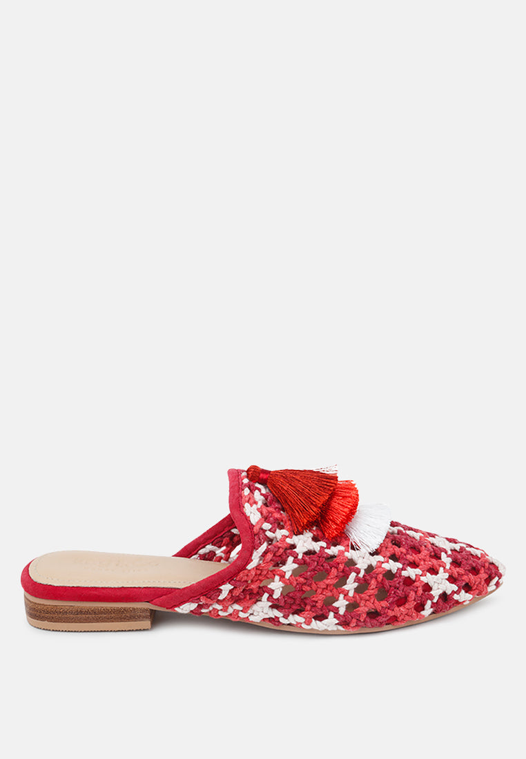 mariana woven flat mules with tassels-22