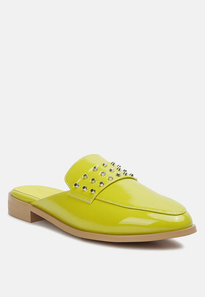 yashta patent studded flat mules-14