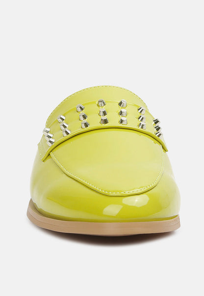 yashta patent studded flat mules-16