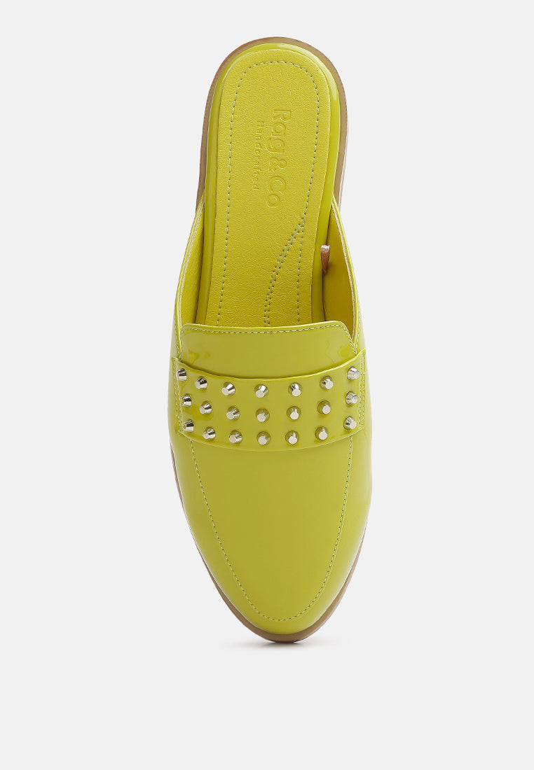 yashta patent studded flat mules-20