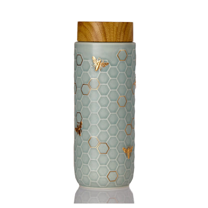 Honey Bee Travel Mug / Gold 16 oz-3