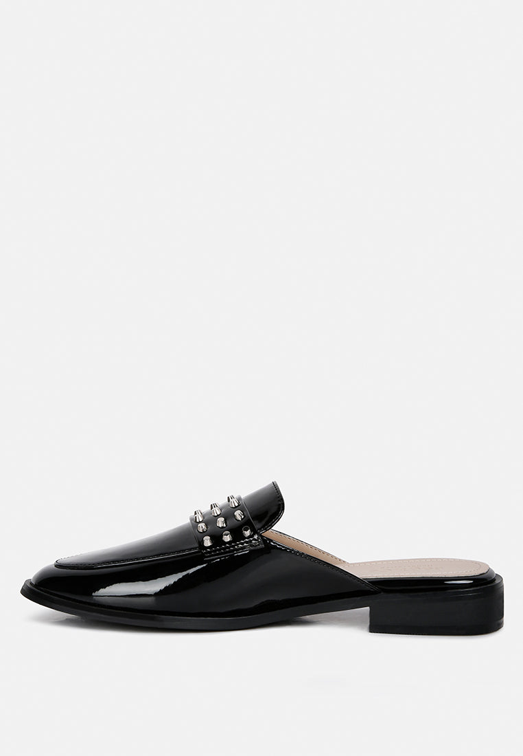 yashta patent studded flat mules-10