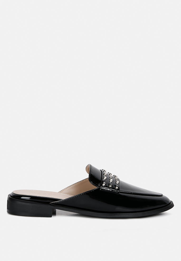 yashta patent studded flat mules-8