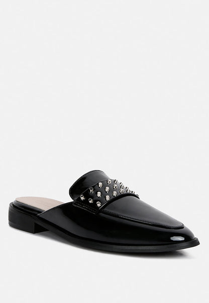 yashta patent studded flat mules-7