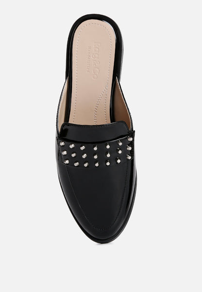 yashta patent studded flat mules-12