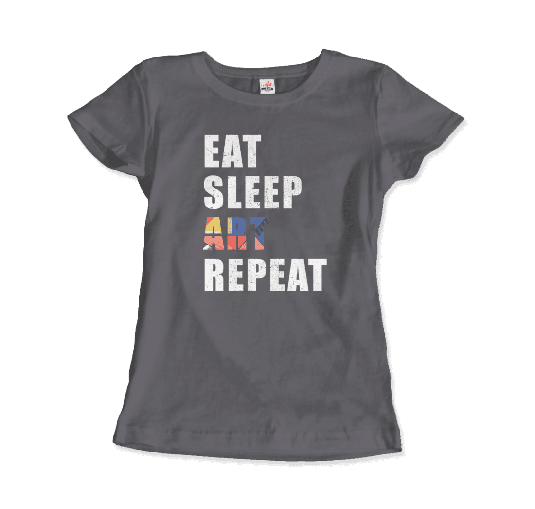 Eat, Sleep, Art, Repeat Distressed Design T-Shirt-14