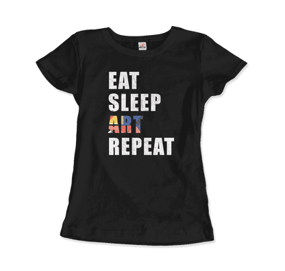 Eat, Sleep, Art, Repeat Distressed Design T-Shirt-2