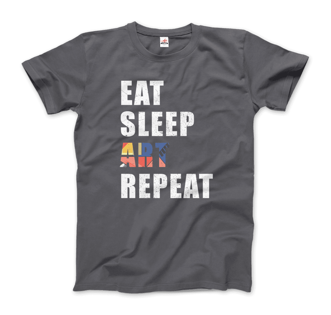 Eat, Sleep, Art, Repeat Distressed Design T-Shirt-13