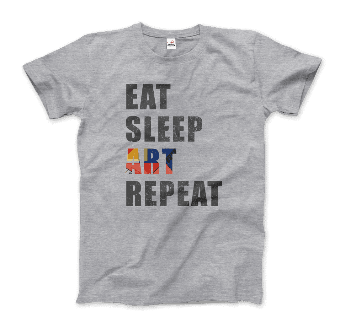 Eat, Sleep, Art, Repeat Distressed Design T-Shirt-7