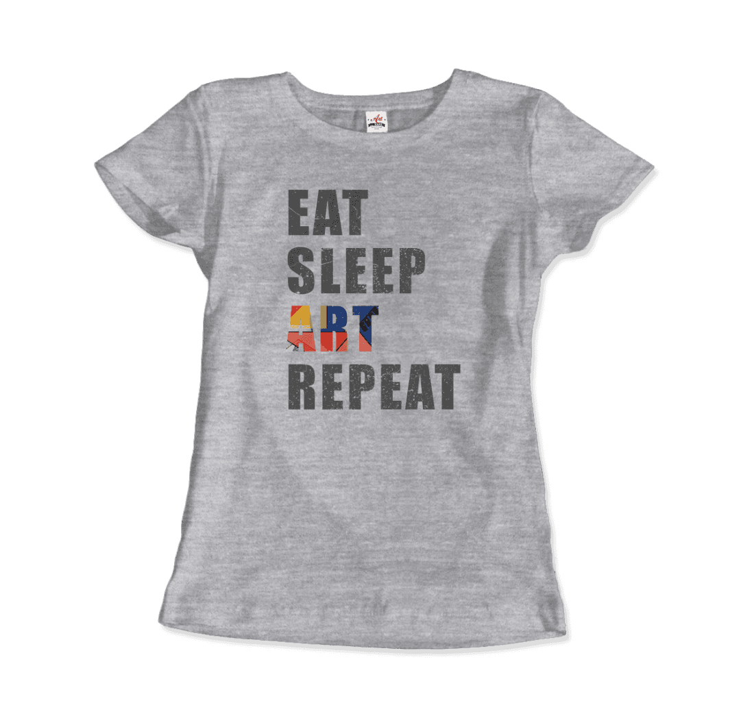 Eat, Sleep, Art, Repeat Distressed Design T-Shirt-8