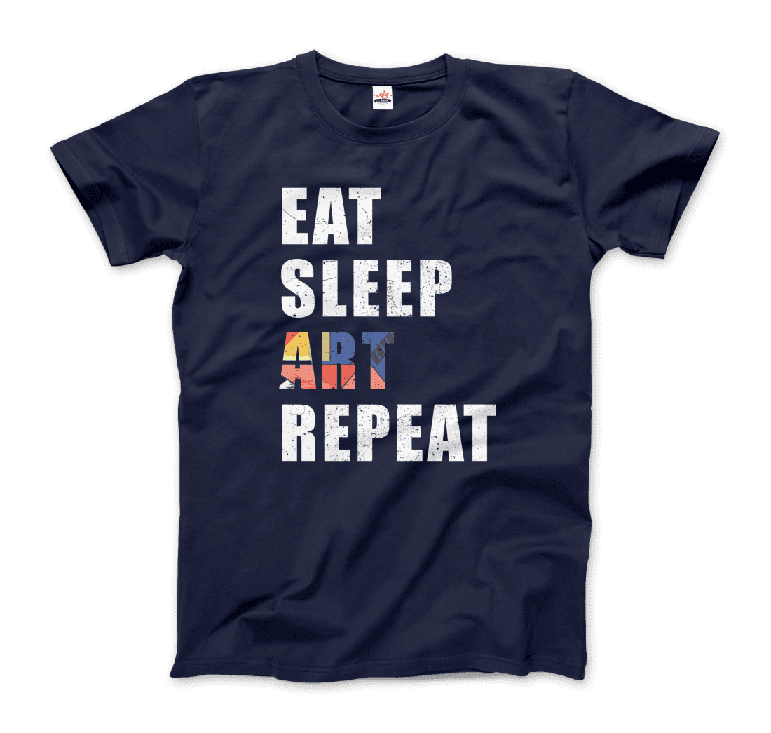 Eat, Sleep, Art, Repeat Distressed Design T-Shirt-5