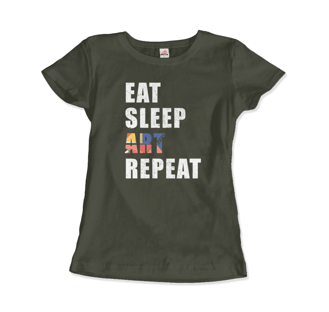 Eat, Sleep, Art, Repeat Distressed Design T-Shirt-10