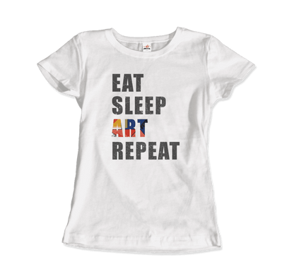 Eat, Sleep, Art, Repeat Distressed Design T-Shirt-4