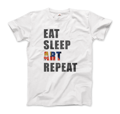 Eat, Sleep, Art, Repeat Distressed Design T-Shirt-3