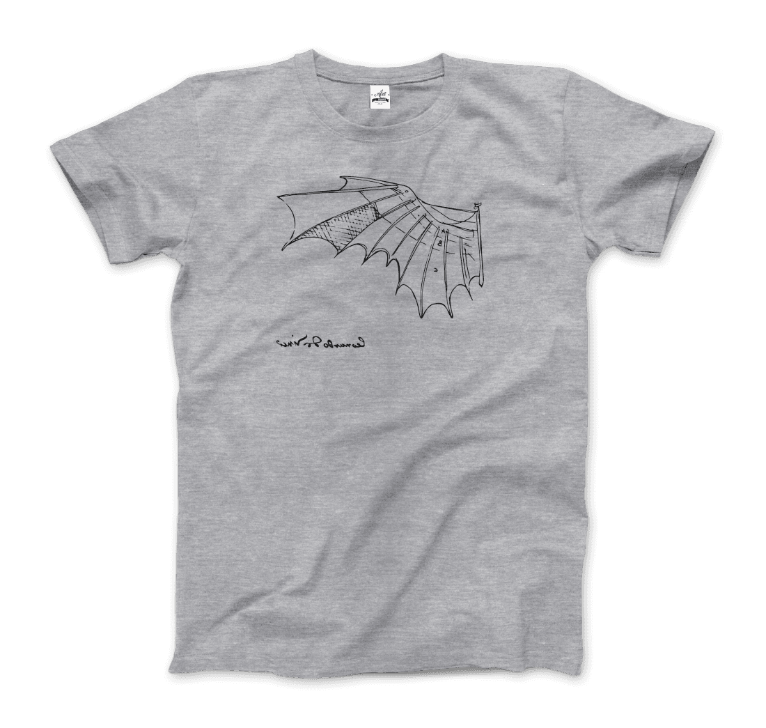 Leonardo Da Vinci, Glider Sketch Artwork T-Shirt-5