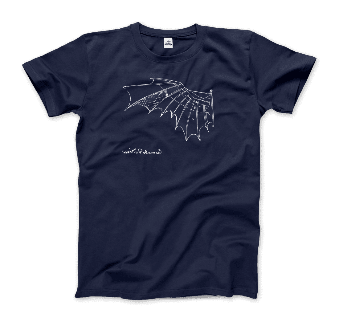 Leonardo Da Vinci, Glider Sketch Artwork T-Shirt-7