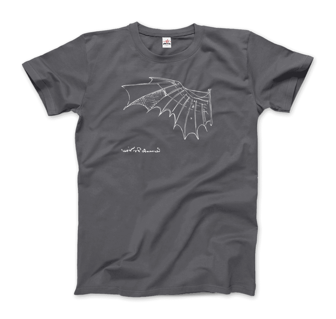 Leonardo Da Vinci, Glider Sketch Artwork T-Shirt-9