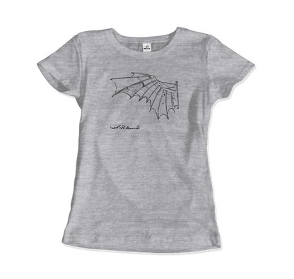 Leonardo Da Vinci, Glider Sketch Artwork T-Shirt-6