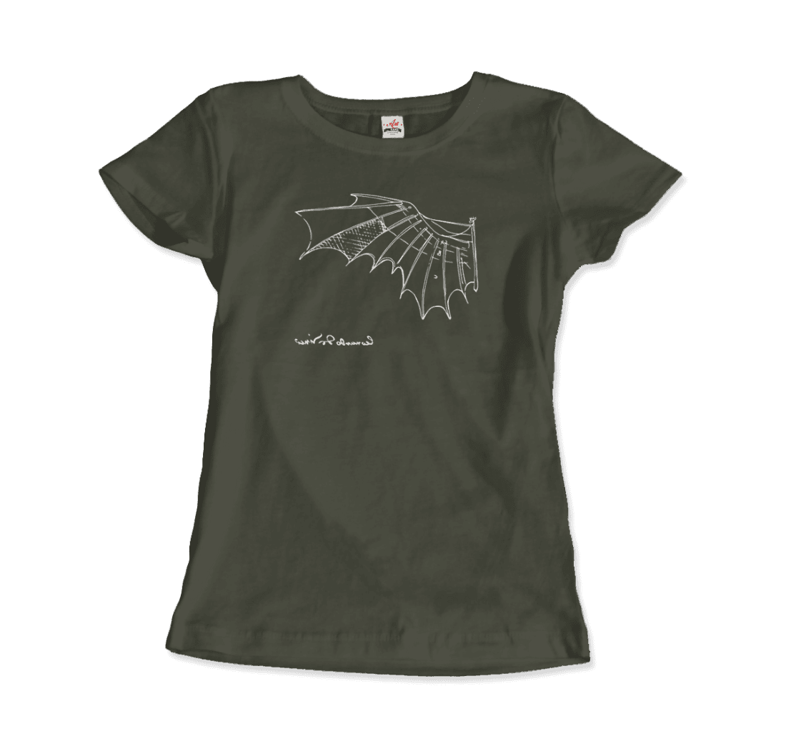 Leonardo Da Vinci, Glider Sketch Artwork T-Shirt-12