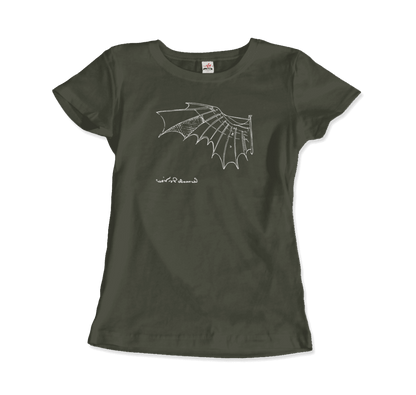 Leonardo Da Vinci, Glider Sketch Artwork T-Shirt-12