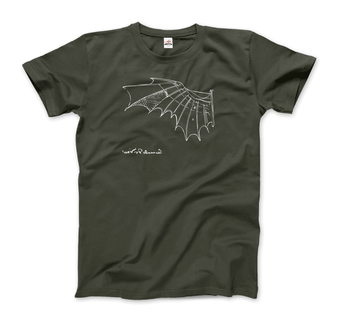 Leonardo Da Vinci, Glider Sketch Artwork T-Shirt-11