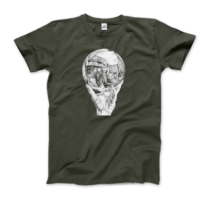 M.C. Escher Hand with Reflective Globe T-Shirt-4