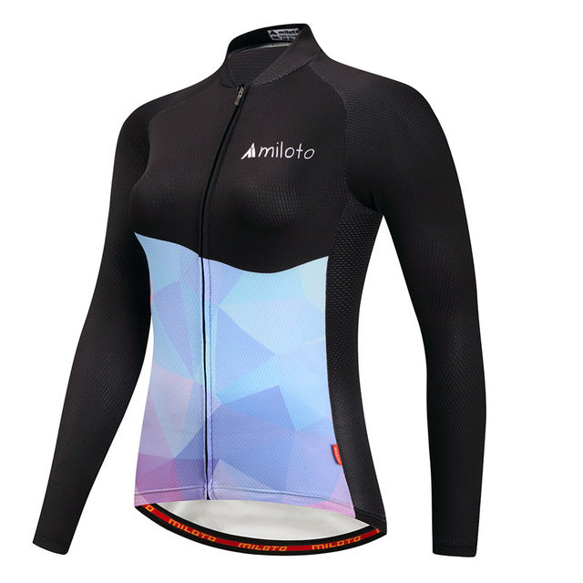 Women Long Sleeve Thermal Fleece Cycling Clothing-12