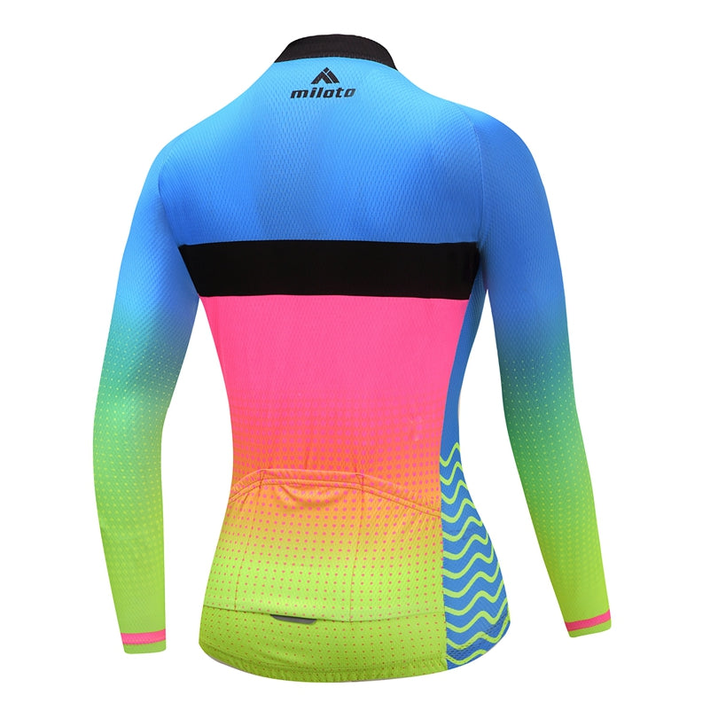 Women Long Sleeve Thermal Fleece Cycling Clothing-3