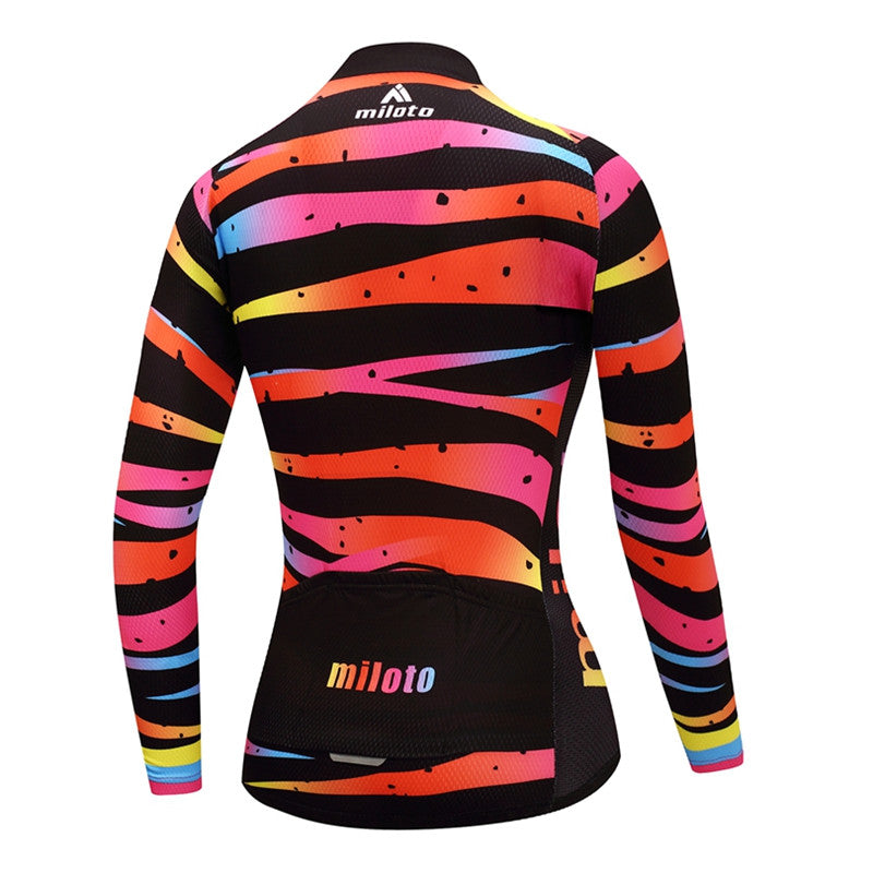 Women Long Sleeve Thermal Fleece Cycling Clothing-11