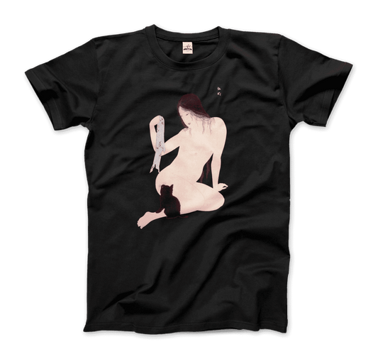 Takahashi Hiroaki - Nude Playing with a Cat, 1927 Artwork T-Shirt-0