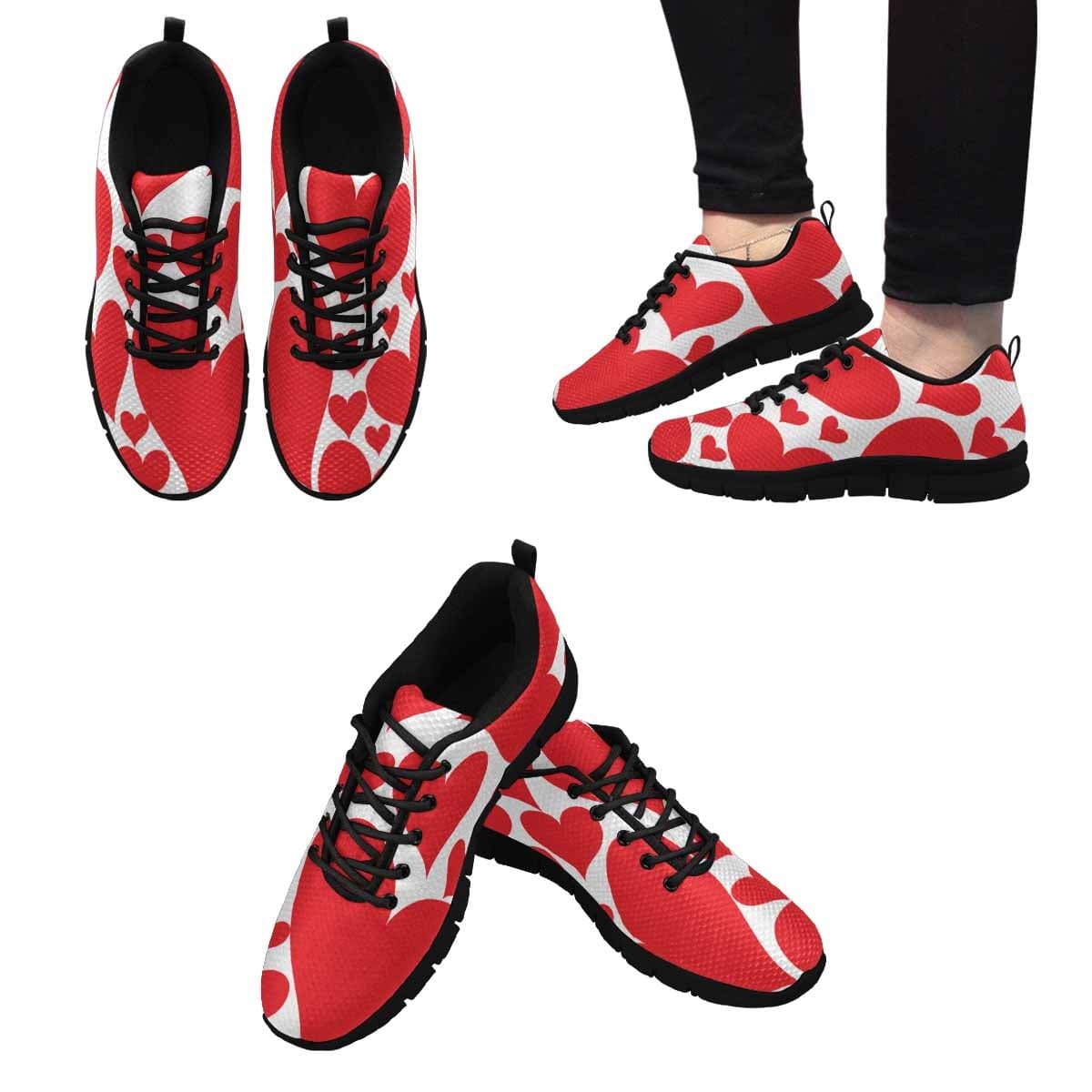 Sneakers for Women, Love Red Hearts - S926-3