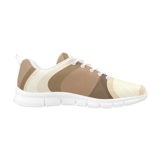 Womens Athletic Shoes, Brown and Cream Abstract Marble Swirl-0