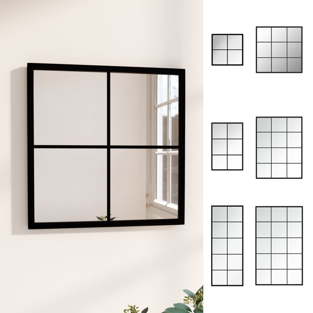 vidaXL Wall Mirror Black Metal Wall-mounted Mirror Decoration Multi Sizes-1