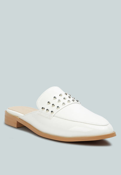 yashta patent studded flat mules-0