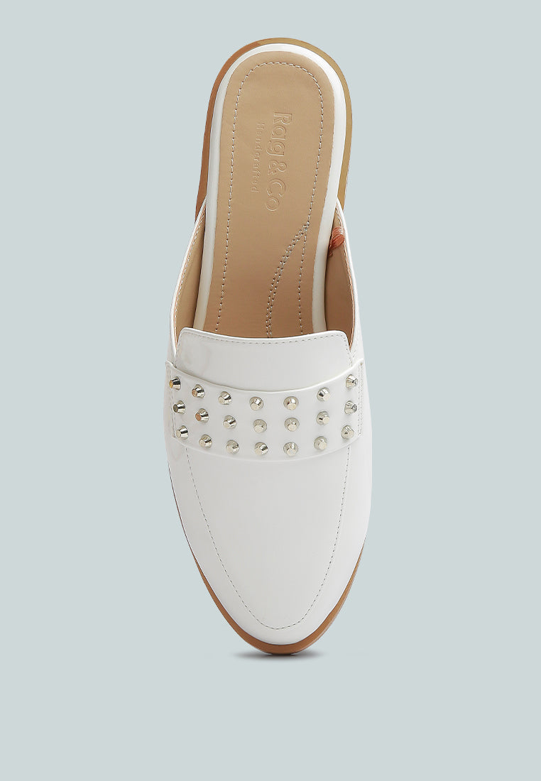 yashta patent studded flat mules-5