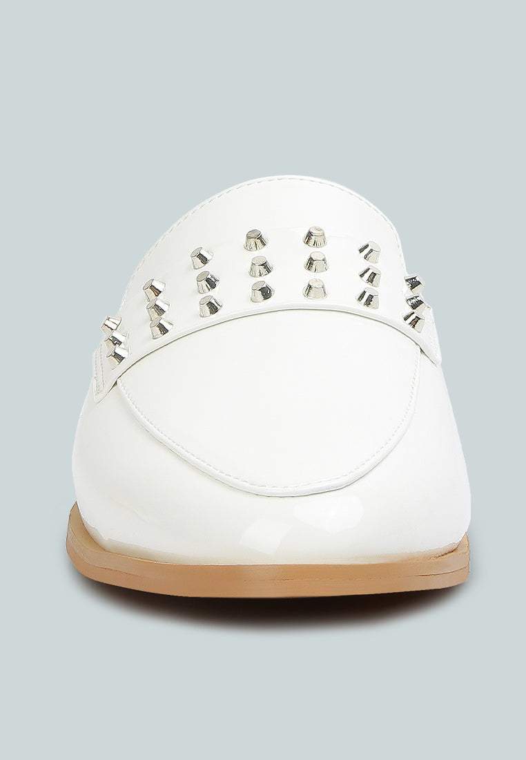 yashta patent studded flat mules-2